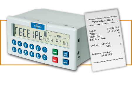 Fluidwell N413 DIN panel mount batch controller with printer driver